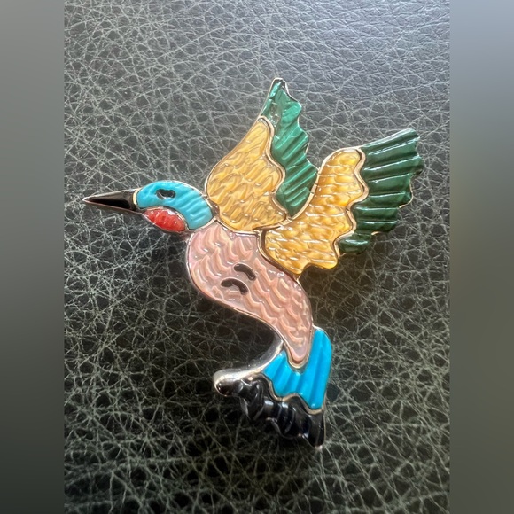 Native American Jewelry Jewelry - Native American Brooch Hummingbird Inlay Pin by Zuni Artist Tamara Pinto Signed
